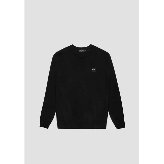 Antony Morato Antony Morato MMSW01439-YA500002 VISCOSE BLEND JERSEY WITH LOGO PATCH Black - Slim Fit