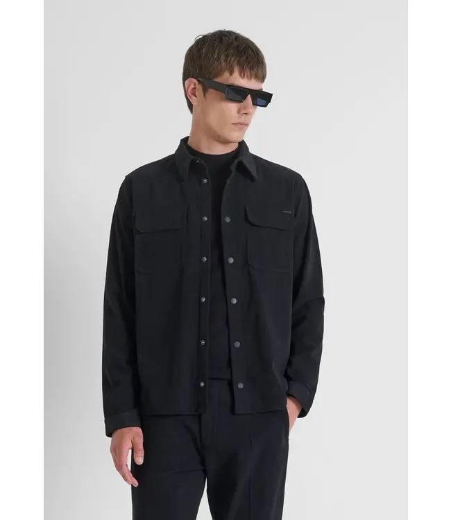 Antony Morato Antony Morato MMSL00765-FA300027 SHIRT IN VELVET WITH LOGO BADGE - Regular Fit