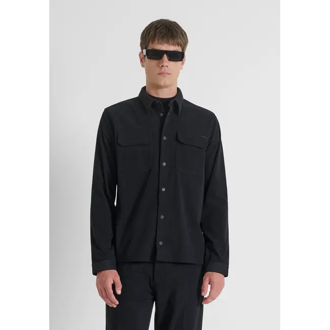 Antony Morato Antony Morato MMSL00765-FA300027 SHIRT IN VELVET WITH LOGO BADGE - Regular Fit