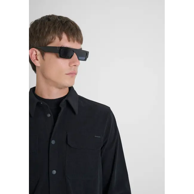 Antony Morato Antony Morato MMSL00765-FA300027 SHIRT IN VELVET WITH LOGO BADGE - Regular Fit