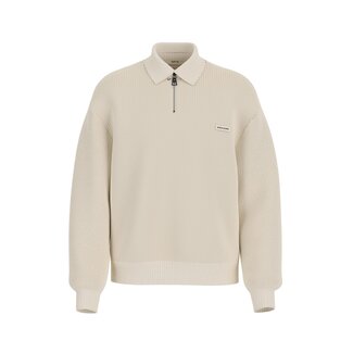 Guess Guess GJ LS HALF ZIP COLLAR OFF WHITE - REGULAR FIT