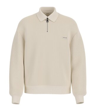 Guess Guess GJ LS HALF ZIP COLLAR OFF WHITE - REGULAR FIT