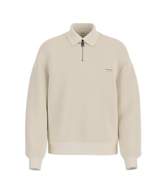 Guess Guess GJ LS HALF ZIP COLLAR OFF WHITE - REGULAR FIT