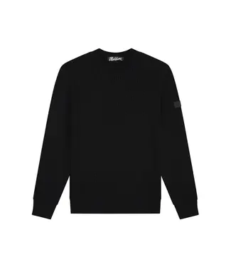 Malelions Men Knitted Rib Sweater Black - Slim Fit