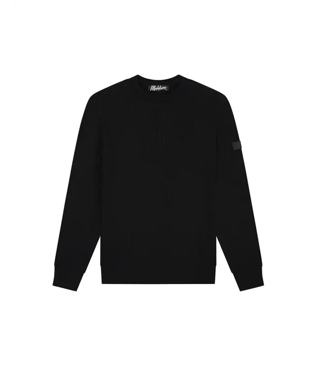 Malelions Malelions Men Knitted Rib Sweater Black - Slim Fit