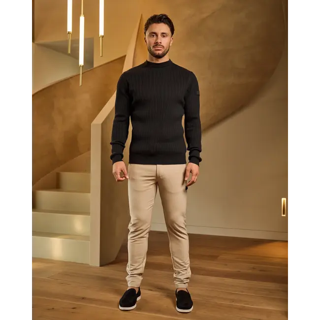 Malelions Malelions Men Knitted Rib Sweater Black - Slim Fit