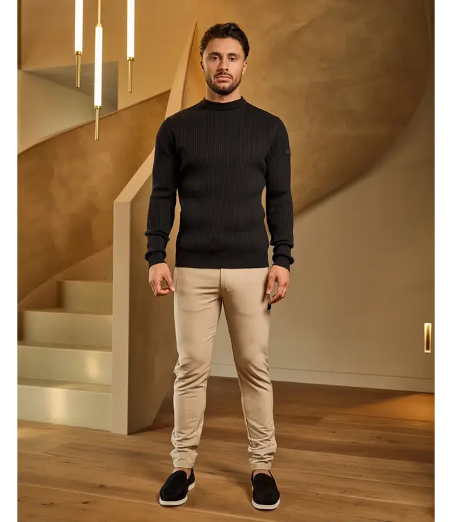 Malelions Malelions Men Knitted Rib Sweater Black - Slim Fit