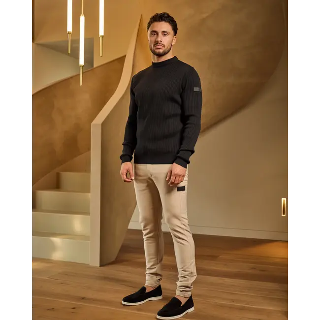Malelions Malelions Men Knitted Rib Sweater Black - Slim Fit