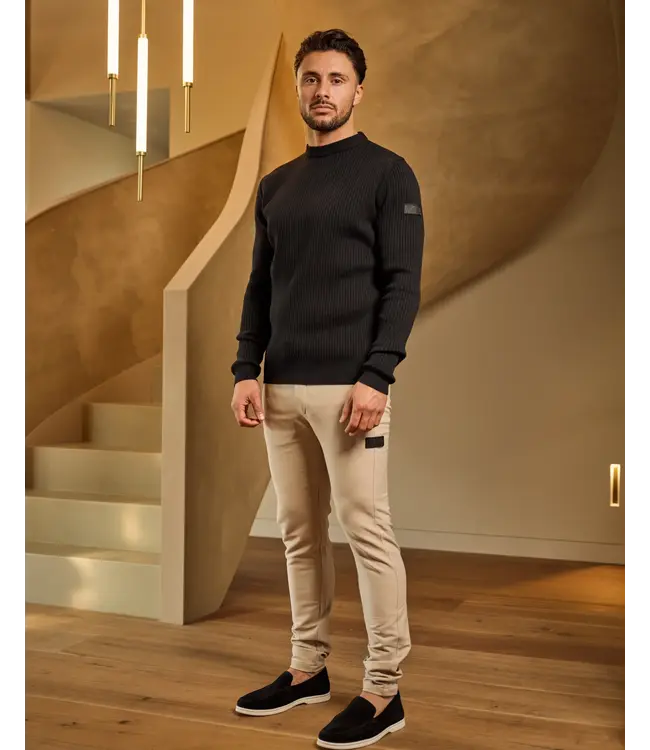 Malelions Malelions Men Knitted Rib Sweater Black - Slim Fit