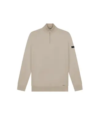 Malelions Men Knitted Quarter Zip Sand - Slim Fit