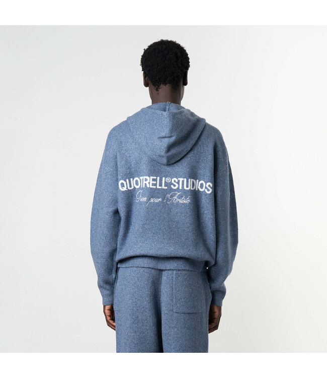 Quotrell Quotrell Calvin Knitted Zip Hoodie Denim Blue - Oversized Fit
