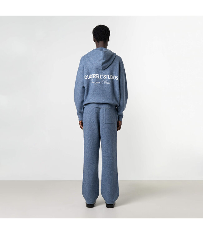 Quotrell Quotrell Calvin Knitted Zip Hoodie Denim Blue - Oversized Fit