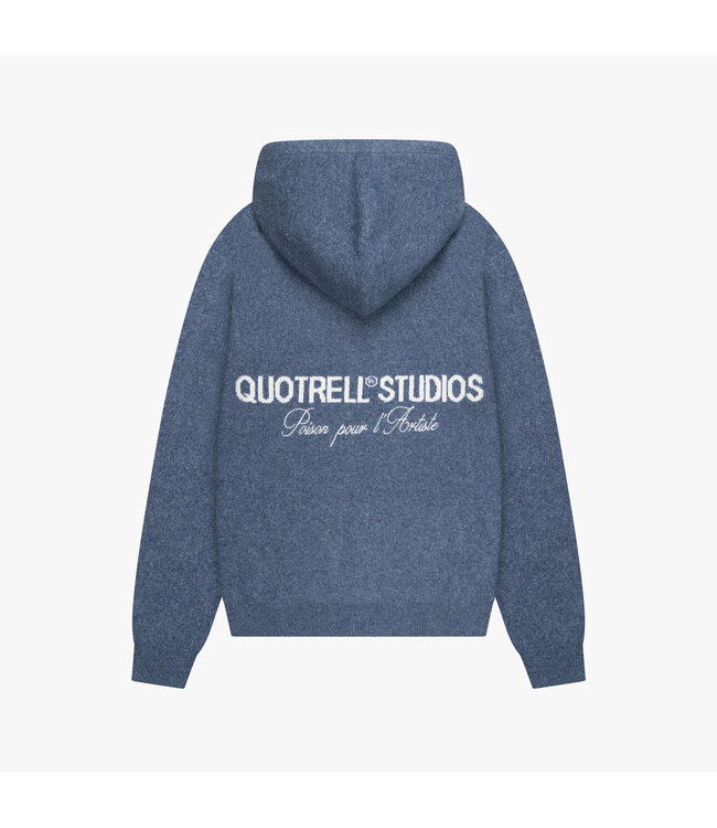 Quotrell Quotrell Calvin Knitted Zip Hoodie Denim Blue - Oversized Fit