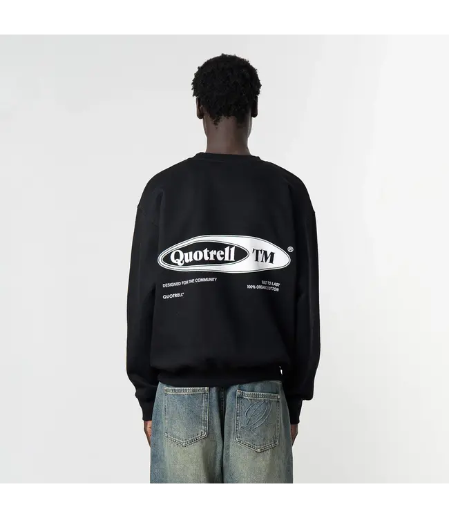 Quotrell Quotrell Emblem Crewneck Sweater Black/White - Oversized Fit
