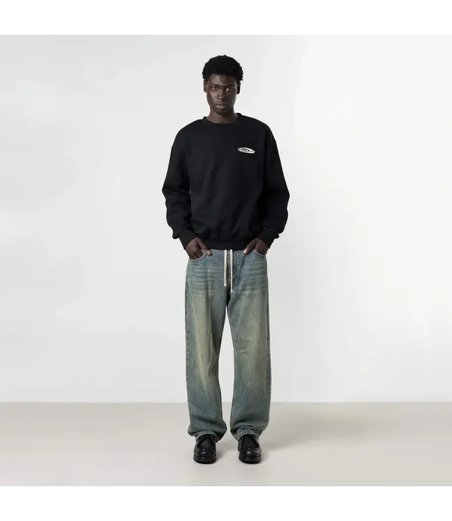 Quotrell Quotrell Emblem Crewneck Sweater Black/White - Oversized Fit