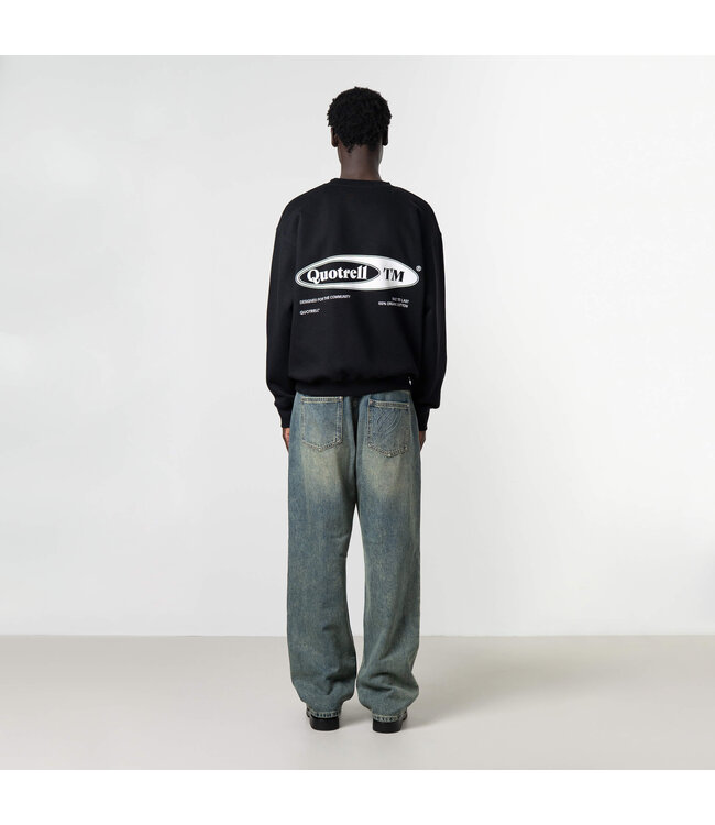 Quotrell Quotrell Emblem Crewneck Sweater Black/White - Oversized Fit