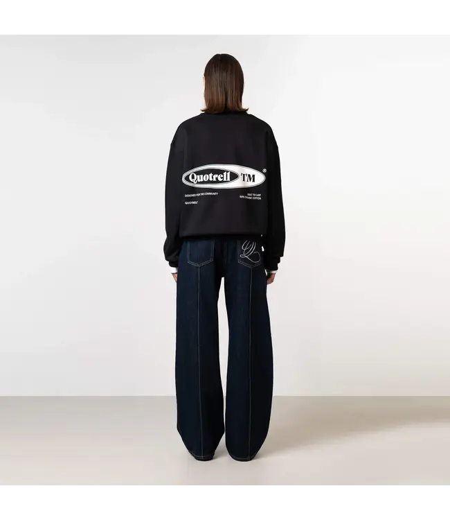 Quotrell Quotrell Emblem Crewneck Sweater Black/White - Oversized Fit
