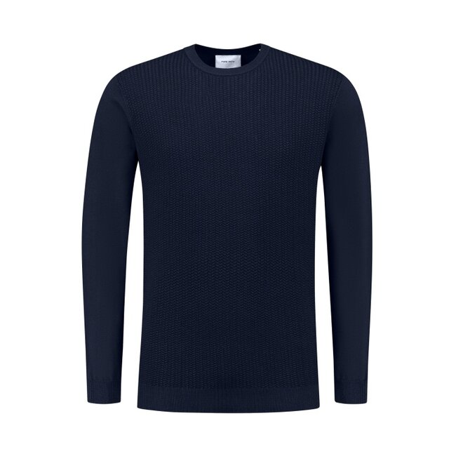 PurePath (by PureWhite) PurePath 25010816 Braided Knitwear Sweater Navy - Regular Fit