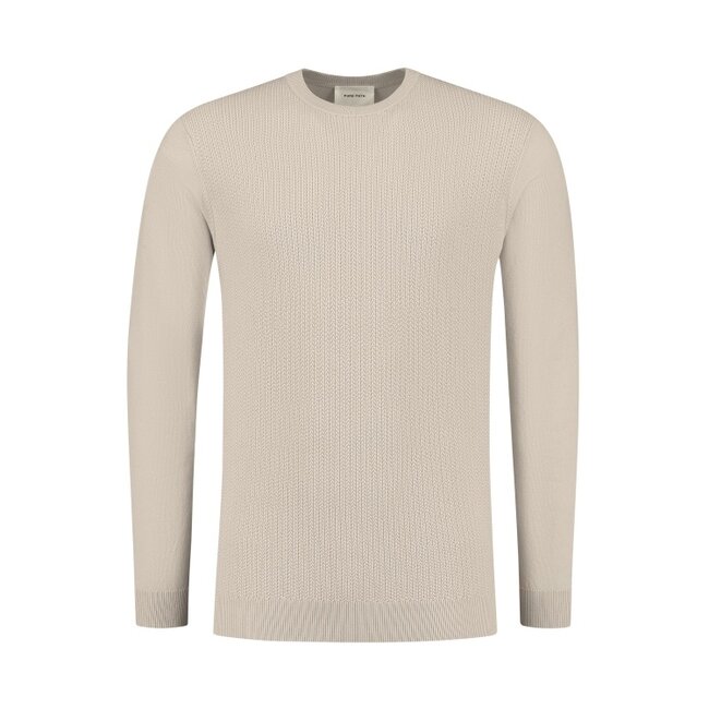 PurePath (by PureWhite) PurePath 25010816 Braided Knitwear Sweater Sand - Regular Fit