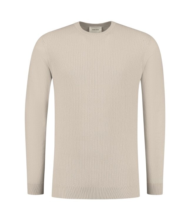 PurePath (by PureWhite) PurePath 25010816 Braided Knitwear Sweater Sand - Regular Fit
