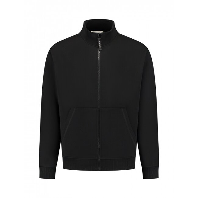 PurePath (by PureWhite) PurePath 25010301 Stand-Up Collar Zip Sweater Black - Loose Fit