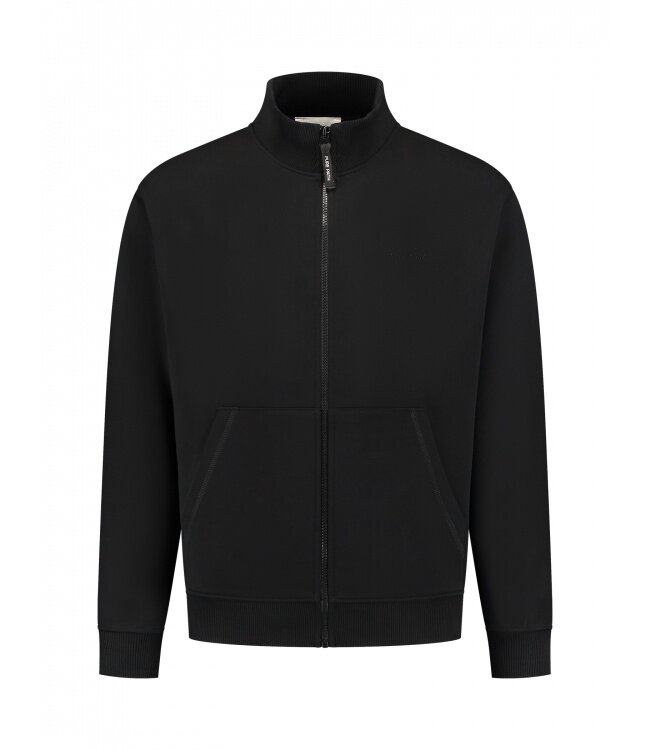 PurePath (by PureWhite) PurePath 25010301 Stand-Up Collar Zip Sweater Black - Loose Fit