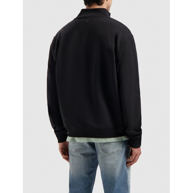 PurePath (by PureWhite) PurePath 25010301 Stand-Up Collar Zip Sweater Black - Loose Fit