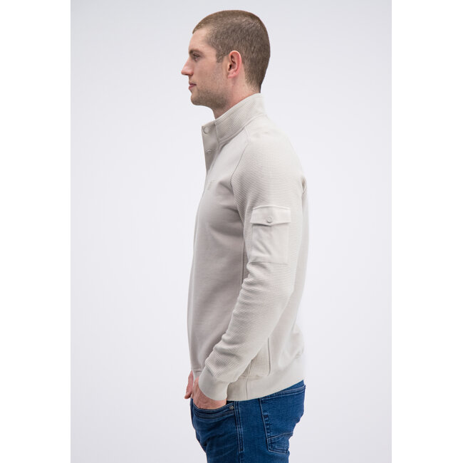 Gabbiano Gabbiano 776280 Half Zip Jacquard Sweater Ivory Bone - Regular Fit
