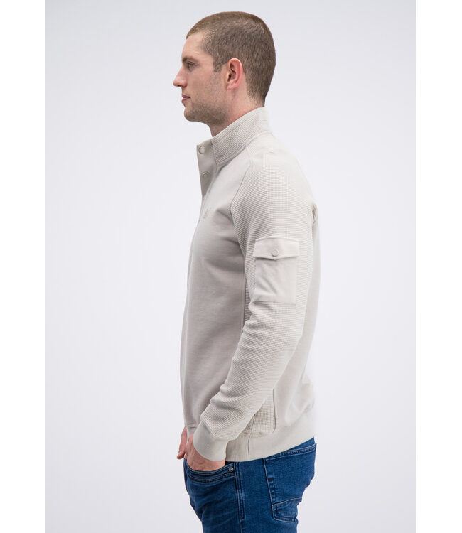 Gabbiano Gabbiano 776280 Half Zip Jacquard Sweater Ivory Bone - Regular Fit