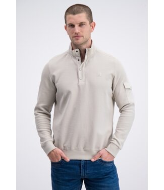 Gabbiano Half Zip Jacquard Sweater Ivory Bone - Regular Fit