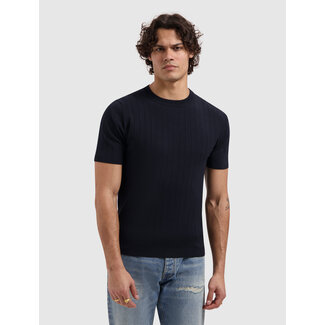 PurePath (by PureWhite) Drop-Needle Knit Shirt Dark Navy - Regular Fit