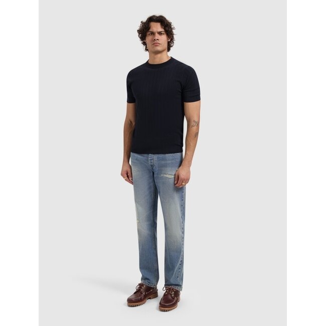 PurePath (by PureWhite) PurePath 26010808 Drop-Needle Knit Shirt Dark Navy - Regular Fit