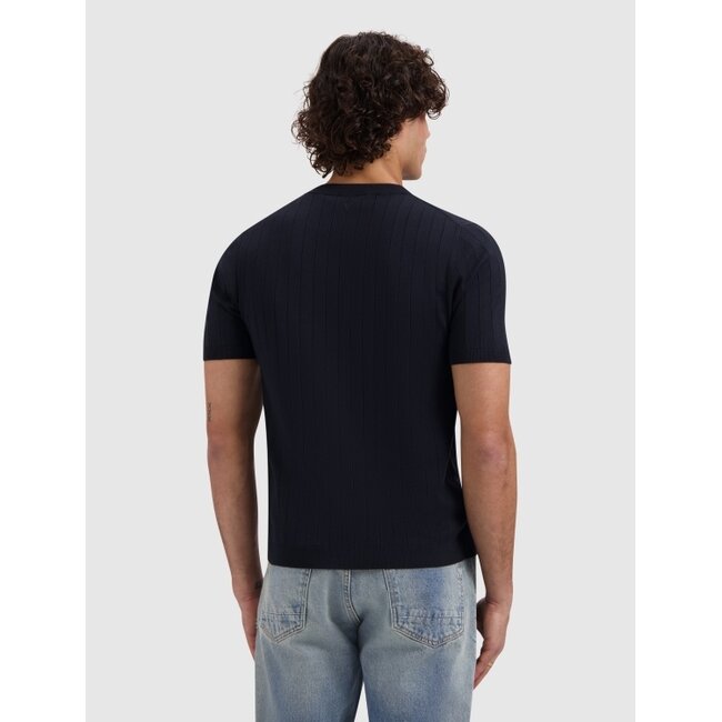 PurePath (by PureWhite) PurePath 26010808 Drop-Needle Knit Shirt Dark Navy - Regular Fit