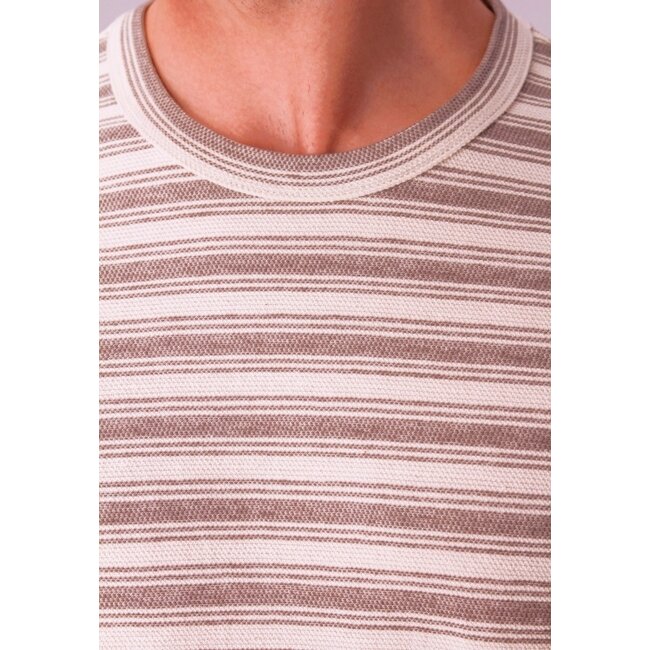 Gabbiano Gabbiano 1565109 Sovia T-Shirt Jacquard Jersey Striped Wood Brown - Regular Fit