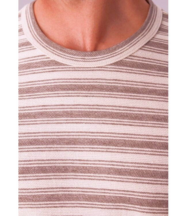 Gabbiano Gabbiano 1565109 Sovia T-Shirt Jacquard Jersey Striped Wood Brown - Regular Fit