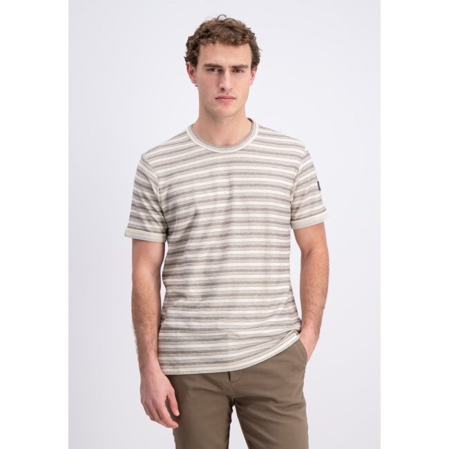 Gabbiano Gabbiano 1565109 Sovia T-Shirt Jacquard Jersey Striped Wood Brown - Regular Fit