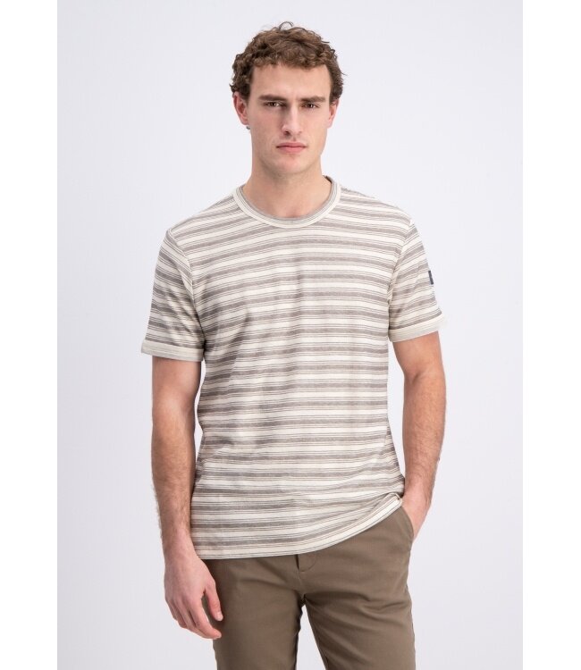 Gabbiano Gabbiano 1565109 Sovia T-Shirt Jacquard Jersey Striped Wood Brown - Regular Fit