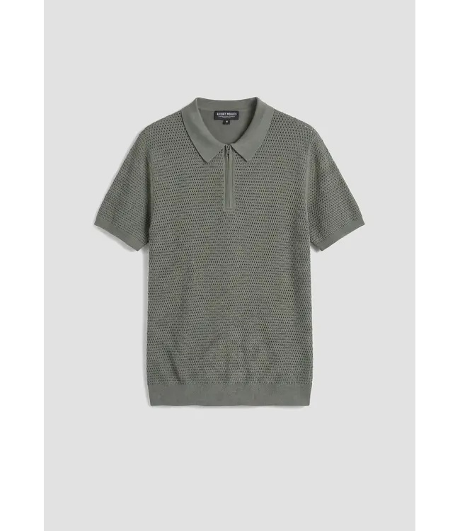 Antony Morato Antony Morato MMSW01590-YA200082 REGULAR-FIT SHORT-SLEEVED POLO SHIRT IN A SOFT COTTON BLEND WITH ZIP AGAVE GREEN - REGULAR FIT