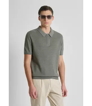 Antony Morato SHORT-SLEEVED POLO SHIRT IN A SOFT COTTON BLEND WITH ZIP AGAVE GREEN - REGULAR FIT
