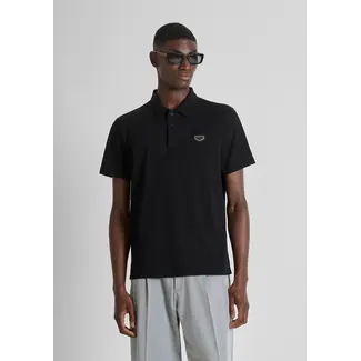 Antony Morato POLO SHIRT IN SOFT COTTON WITH LOGO PLAQUE BLACK - Regular Fit