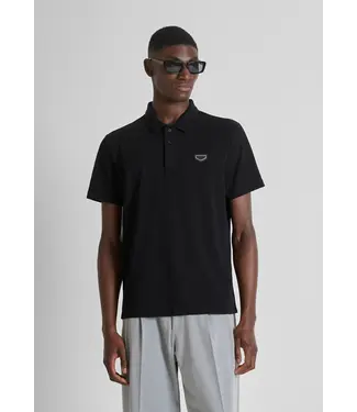 Antony Morato POLO SHIRT IN SOFT COTTON WITH LOGO PLAQUE BLACK - Regular Fit