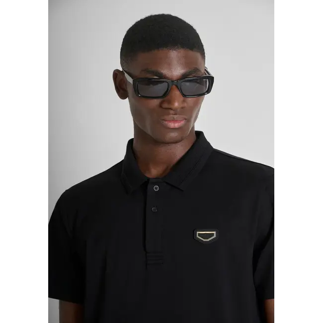 Antony Morato Antony Morato MMKS02610-FA100258 POLO SHIRT IN SOFT COTTON WITH LOGO PLAQUE BLACK - Regular Fit