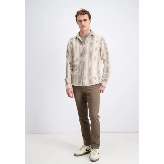 Gabbiano Gabbiano 3365309 Jens Cotton Vertical Striped Shirt Roasted Pecan - Regular Fit
