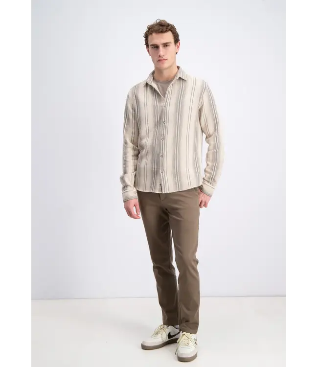 Gabbiano Gabbiano 3365309 Jens Cotton Vertical Striped Shirt Roasted Pecan - Regular Fit