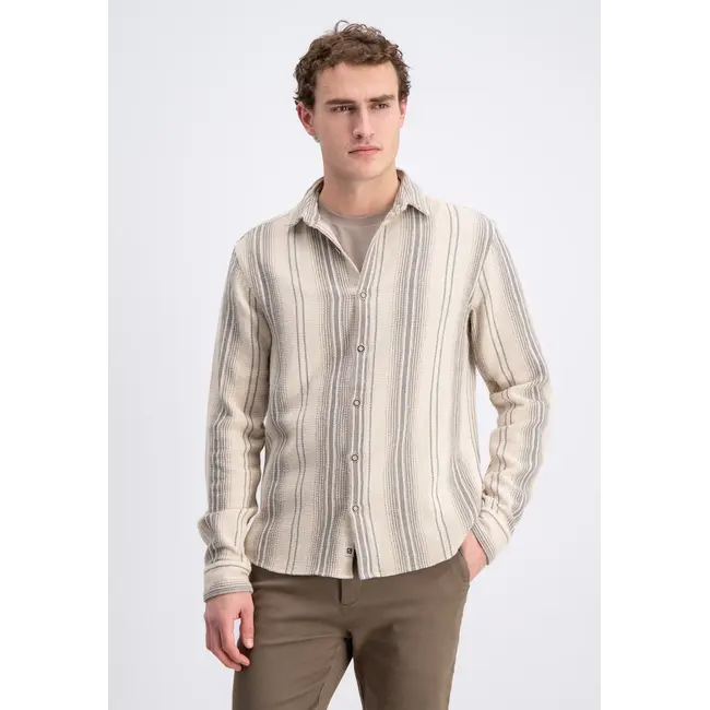 Gabbiano Gabbiano 3365309 Jens Cotton Vertical Striped Shirt Roasted Pecan - Regular Fit
