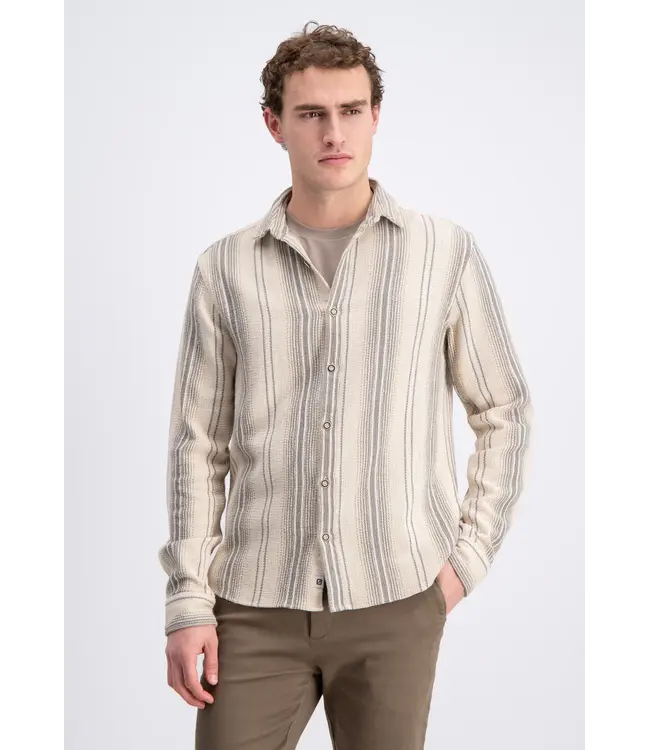 Gabbiano Gabbiano 3365309 Jens Cotton Vertical Striped Shirt Roasted Pecan - Regular Fit