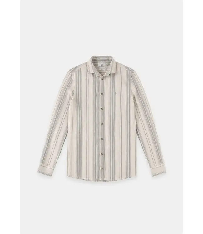 Gabbiano Gabbiano 3365309 Jens Cotton Vertical Striped Shirt Roasted Pecan - Regular Fit