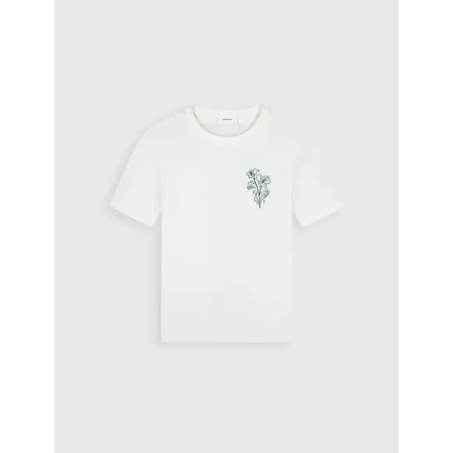 PurePath (by PureWhite) PurePath 26010120 Embroidered Flower T-Shirt Off White - Regular Fit