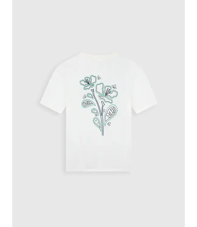 PurePath (by PureWhite) PurePath 26010120 Embroidered Flower T-Shirt Off White - Regular Fit