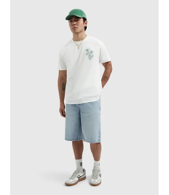 PurePath (by PureWhite) PurePath 26010120 Embroidered Flower T-Shirt Off White - Regular Fit